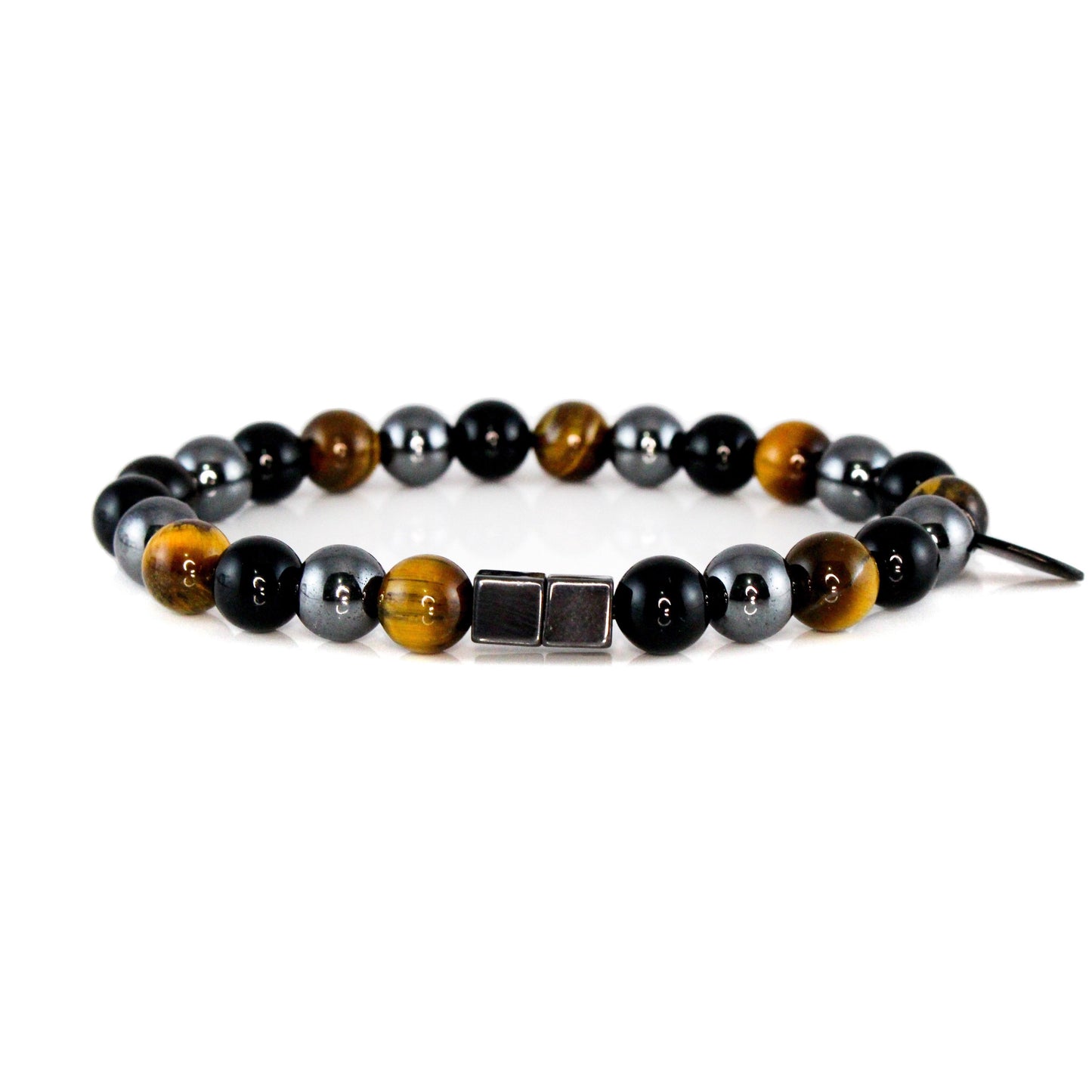 2108 Men’s Trio Wristband with Black Onyx, Hematite and Tiger's Eye