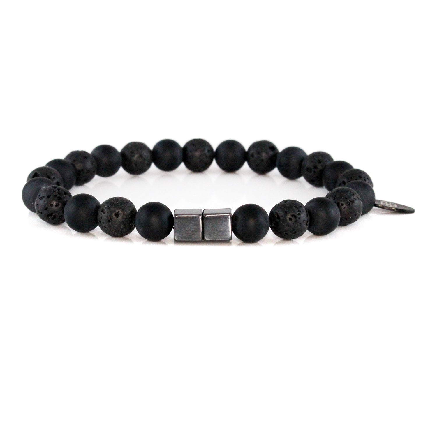 2101 Men’s Duo Wristband with Matte Black Onyx and Lava Stone